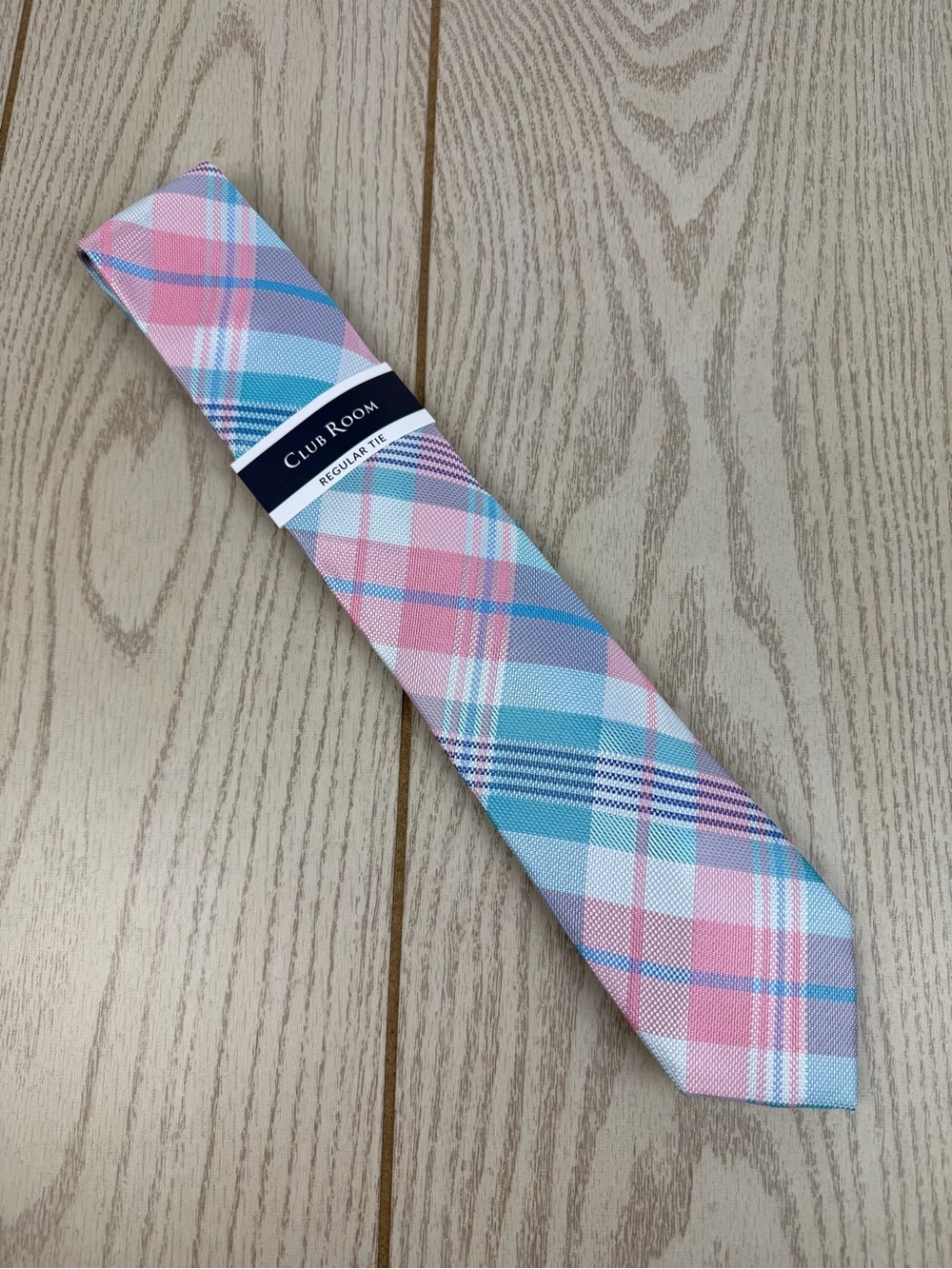 881 Club Room Men's Tie Austine Plaid 685 Powder Pink & Blue $55 Polyester